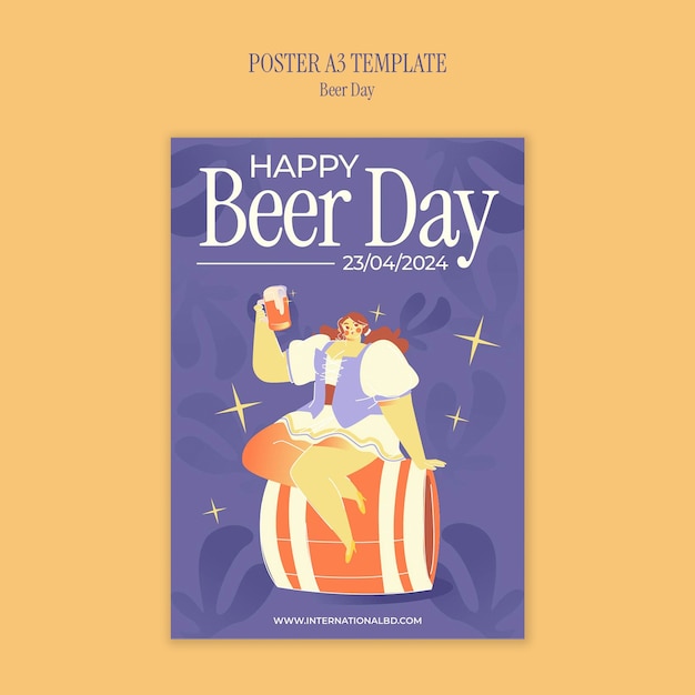Free PSD beer day celebration flyer template