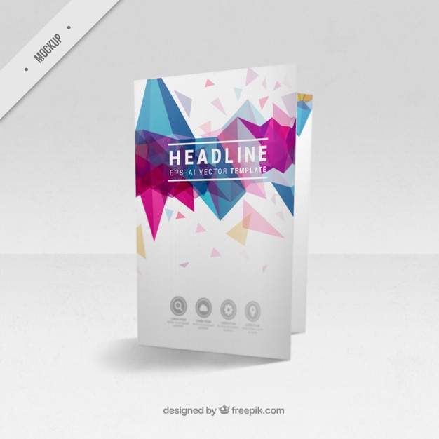 Free PSD bi-fold flyer mockup of modern shapes 