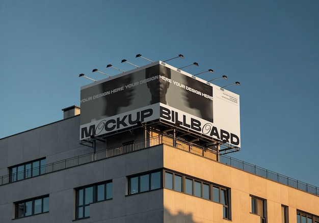 Free PSD billboard mockup on building exterior