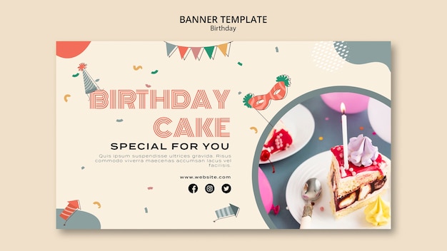 Free PSD birthday cake banner template