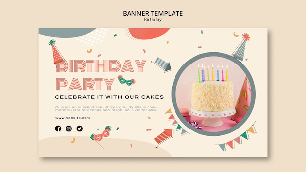 Free PSD birthday celebration horizontal banner template