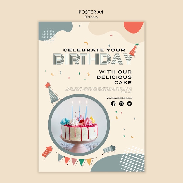 Free PSD birthday celebration  poster template
