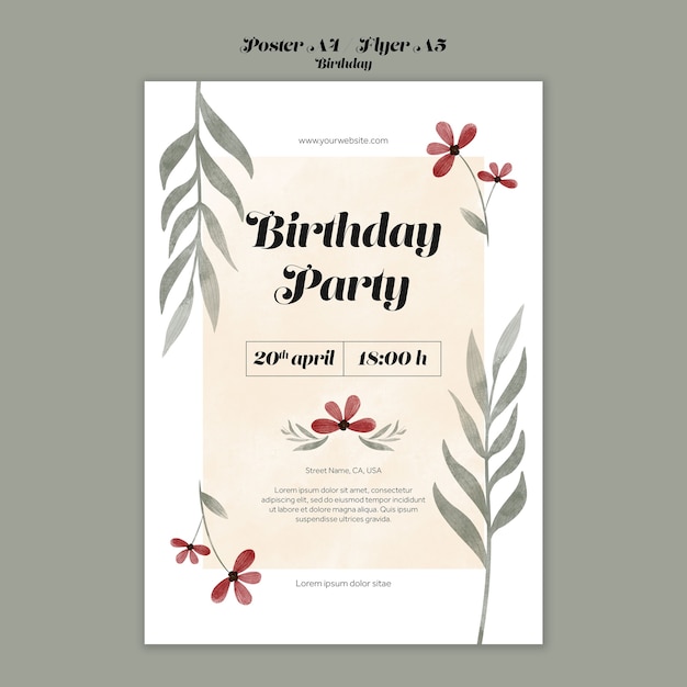 Free PSD birthday celebration  poster template