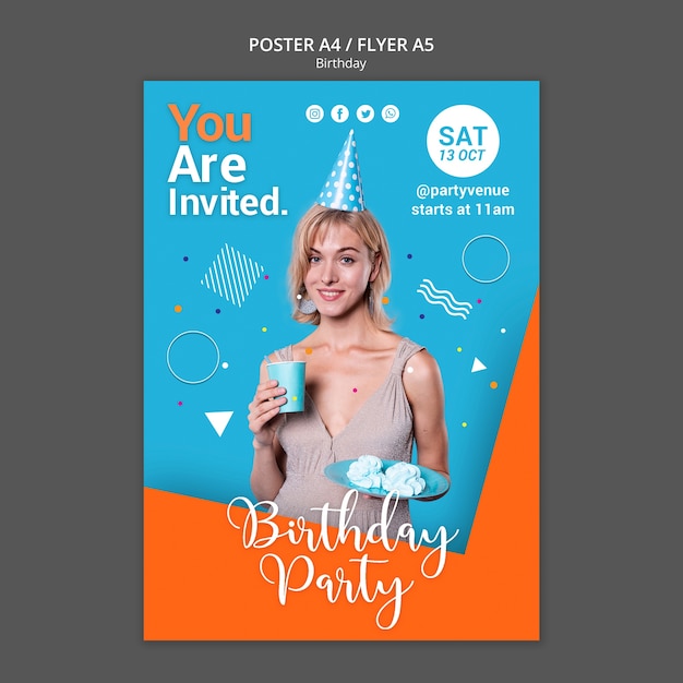 Free PSD birthday party poster template