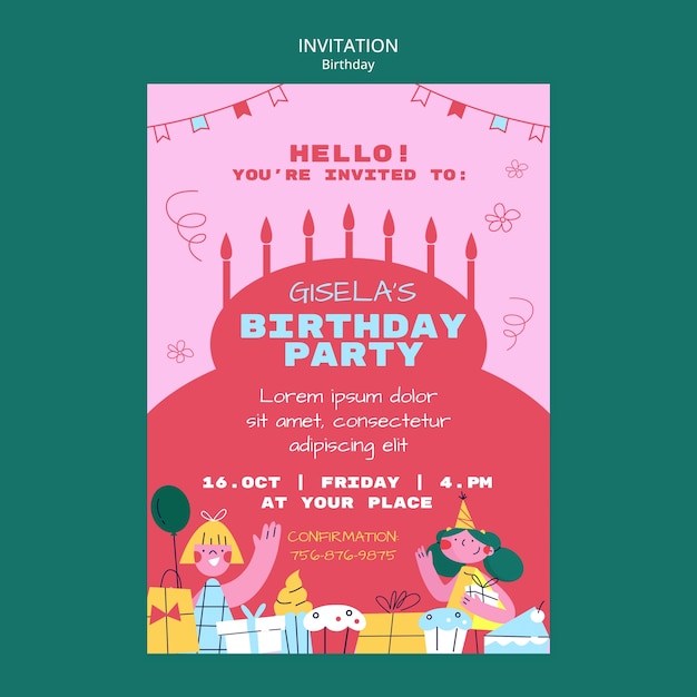 Free PSD birthday template design
