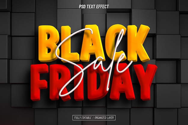 Free PSD black friday 3d text effect