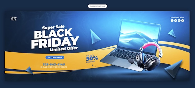 Free PSD black friday super sale facebook cover banner template