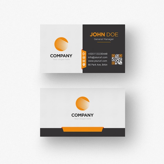 Free PSD black and white business card with orange details