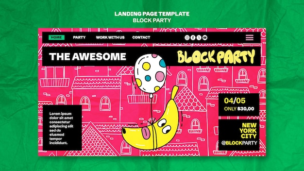 Free PSD block party template design