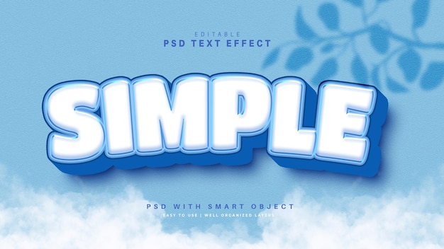 Free PSD blue simple name text effect