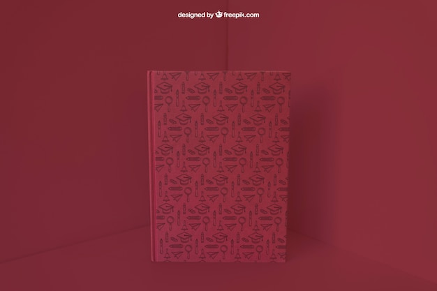 Free PSD book in corner with red color effect
