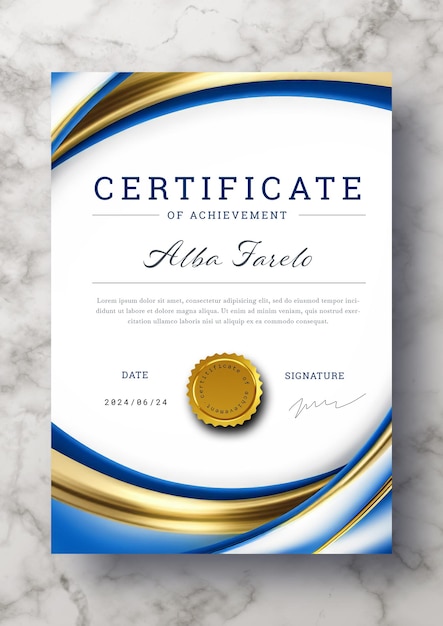 Free PSD a book titled  award  is on a marble table