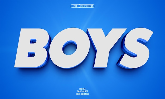 Free PSD boys 3d editable text effect