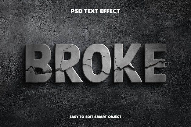 Free PSD broke wall texture editable text effect