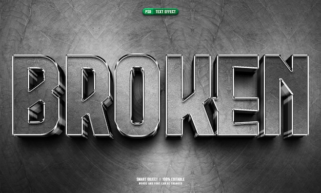 Free PSD broken 3d editable text effect