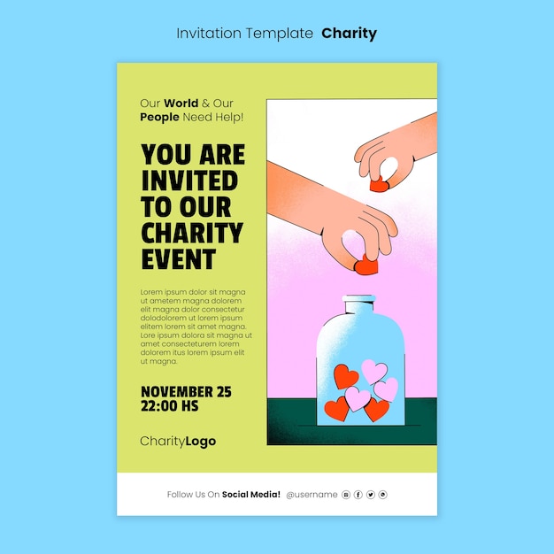Free PSD charity foundation invitation template