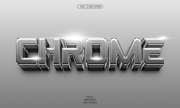 Free PSD chrome 3d editable text effect