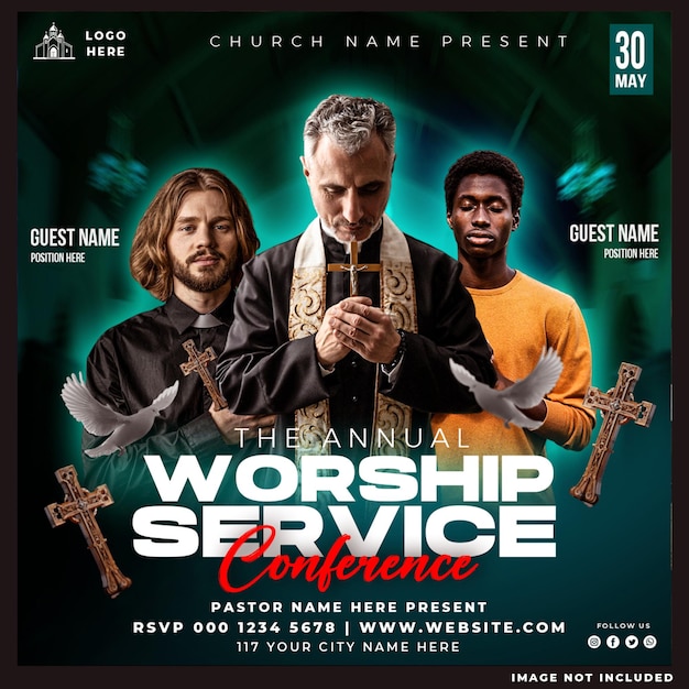 Free PSD church conference flyer social media post template design