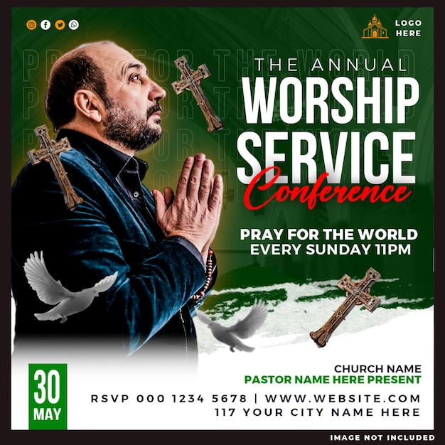 Free PSD church conference flyer social media post template design