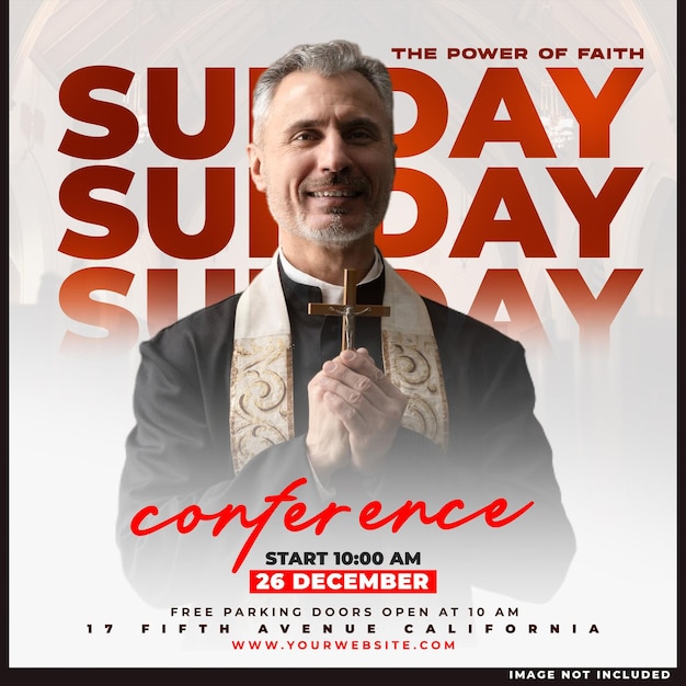 Free PSD church conference flyer and social media post template