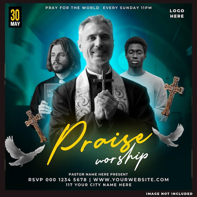 Free PSD church conference flyer social media post and web banner