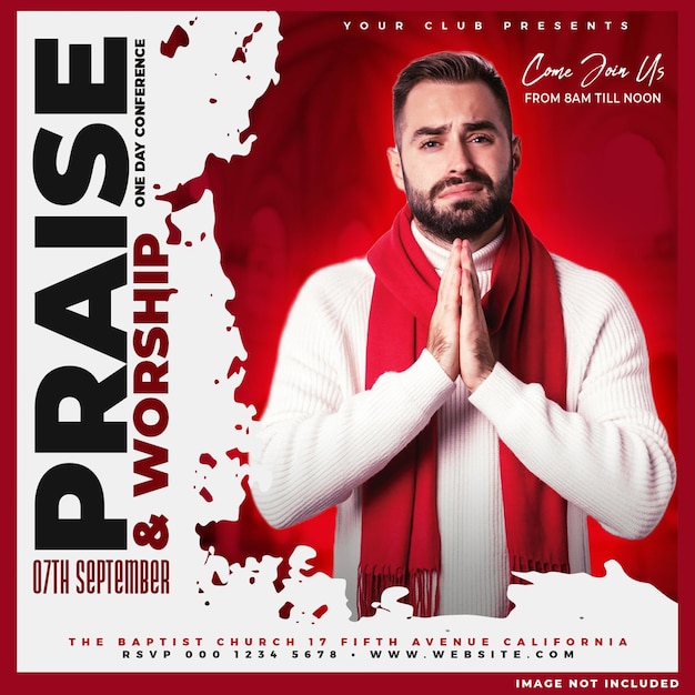 Free PSD church conference sunday service flyer and instagram social media post template