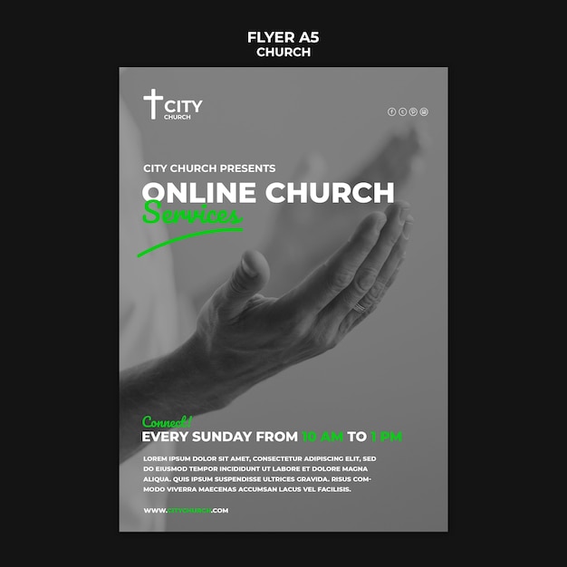 Free PSD church flyer with online services