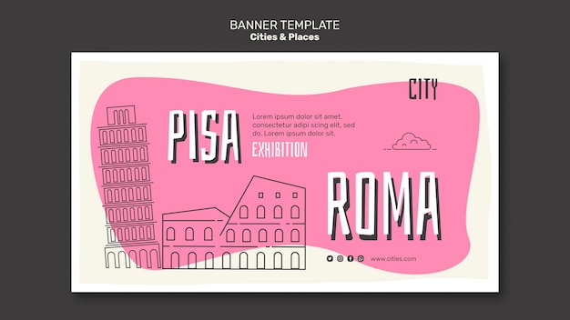 Free PSD cities and places banner template