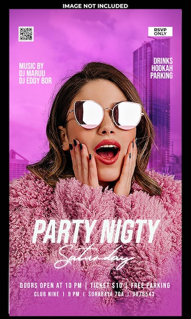 Free PSD club dj party flyer social media post