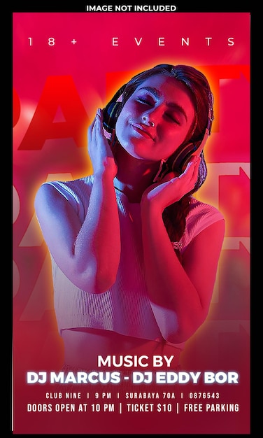 Free PSD club dj party flyer social media post