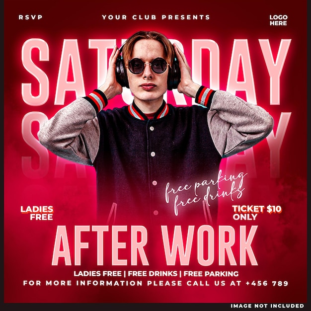 Free PSD club dj party flyer social media post