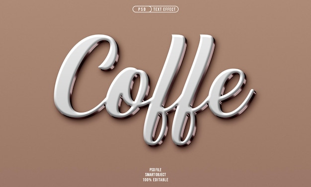 Free PSD coffe 3d editable text effect