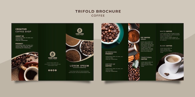 Free PSD coffee trifold brochure