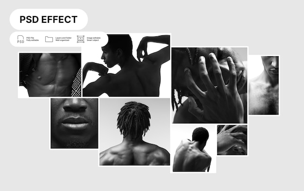 Free PSD collage grid set photo effect