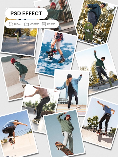 Free PSD collage grid set text effect