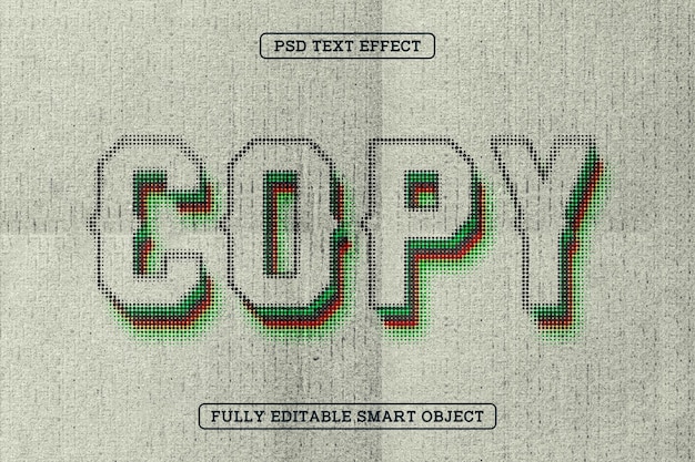 Free PSD colorful halftone dots textured copy text effect