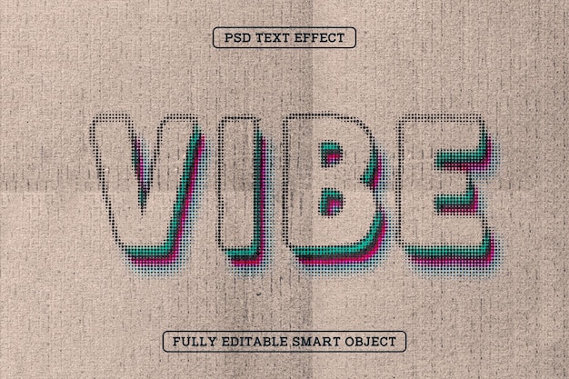 Free PSD colorful halftone dots textured vibe text effect