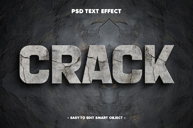 Free PSD crack wall texture editable text effect