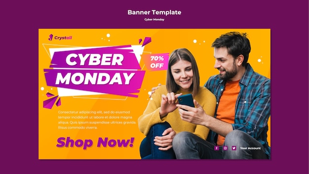 Free PSD cyber monday banner template