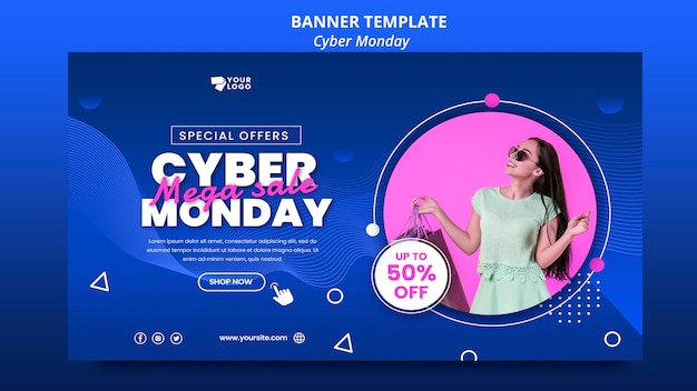 Free PSD cyber monday horizontal banner