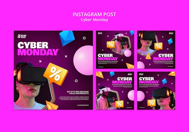 Free PSD cyber monday  instagram posts template
