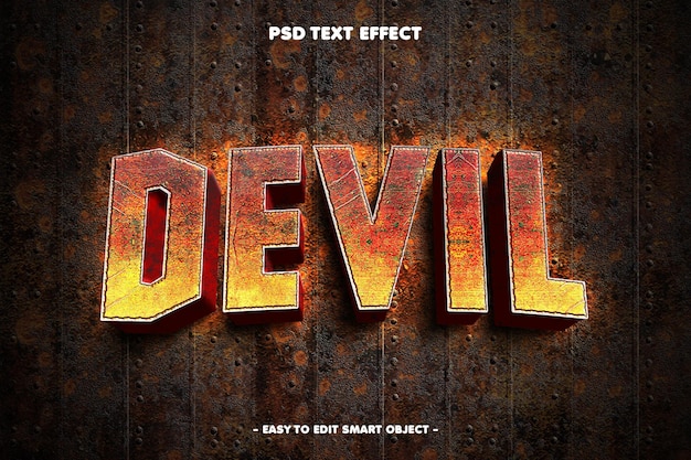 Free PSD devil rusted text effect