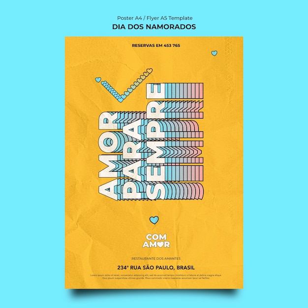 Free PSD dia dos namorados poster design template