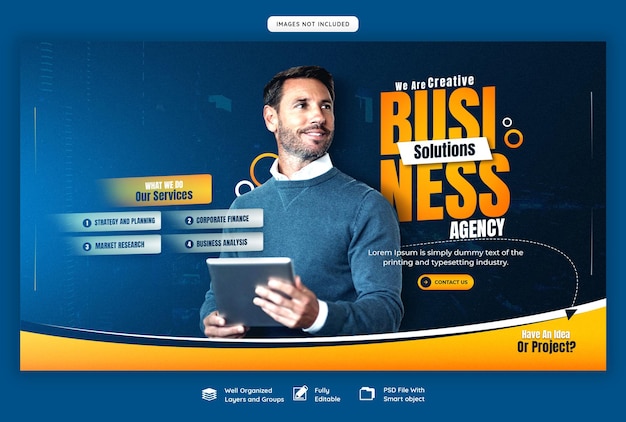 Free PSD digital marketing agency and corporate web banner template