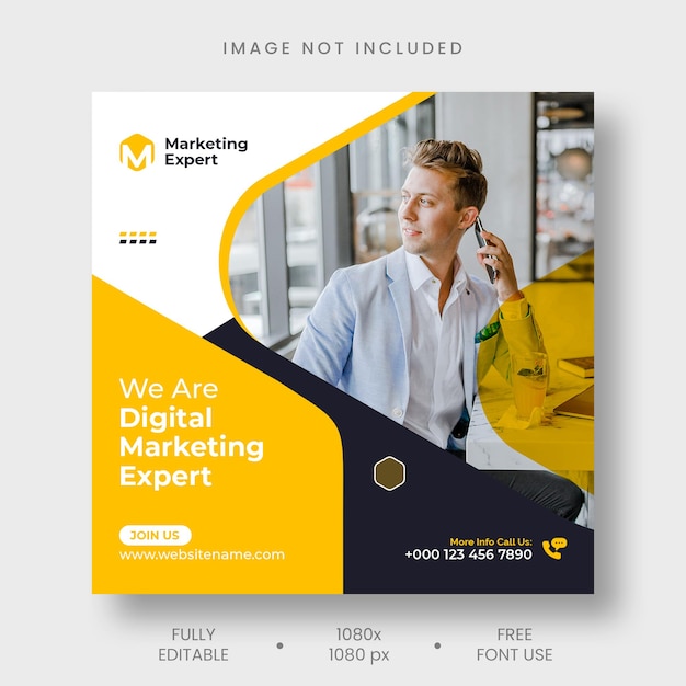 Free PSD digital marketing agency instagram post and social media banner template