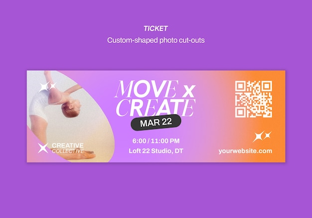 Free PSD dynamic event ticket for move x create with gradient design