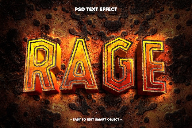 Free PSD editable burning rage style text effect