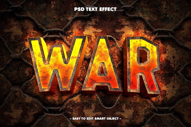 Free PSD editable burning war style text effect