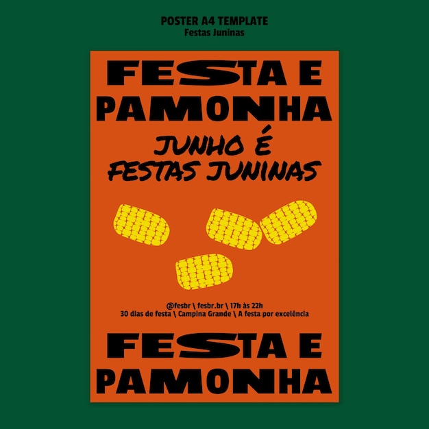 Free PSD festas juninas celebration poster template