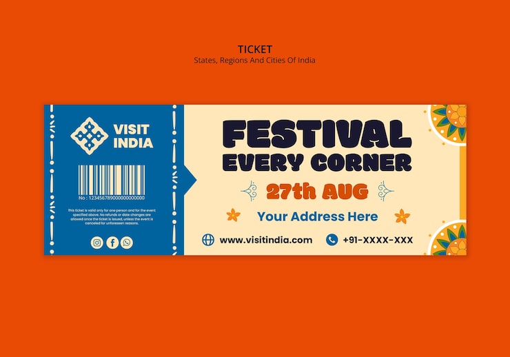 Free PSD festival ticket template for india